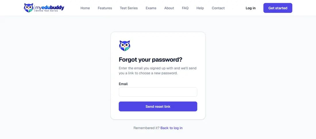 Asking for a link to choose a new password
