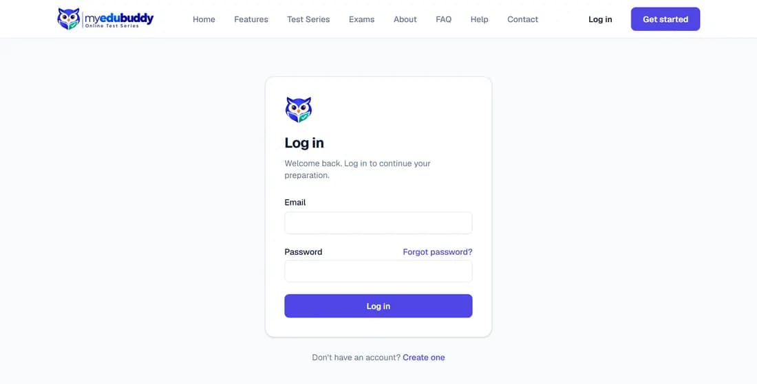 The login page