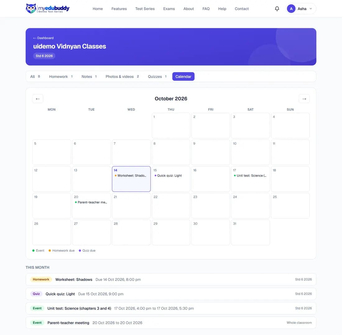 The classroom calendar