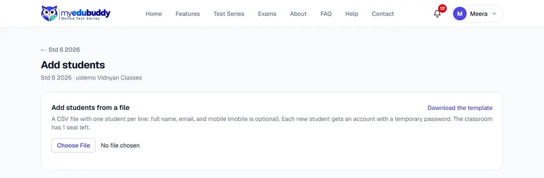 Adding students from a file
